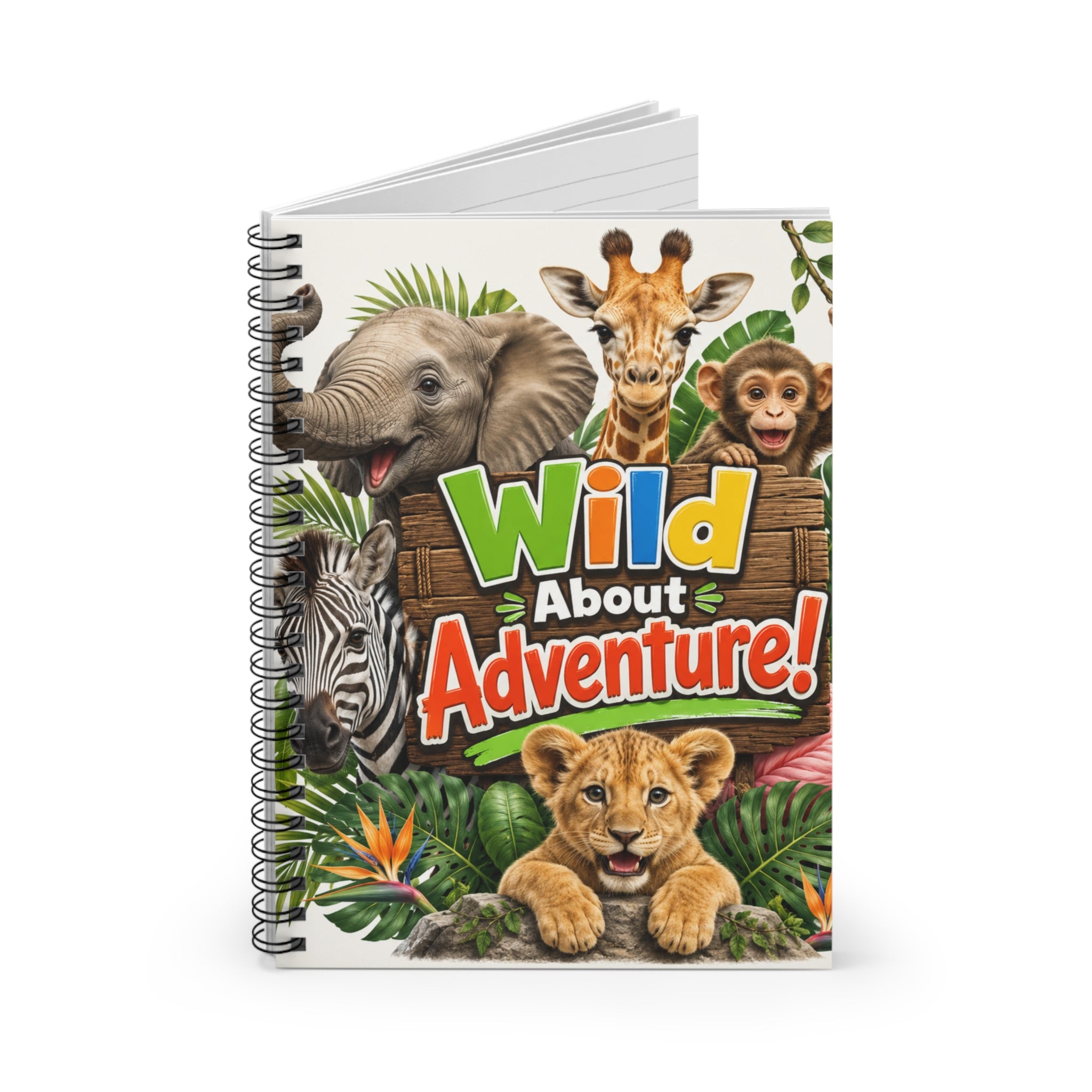 Wild About Adventure! Spiral Notebook — Jungle Animal Kids Journal (Ruled)