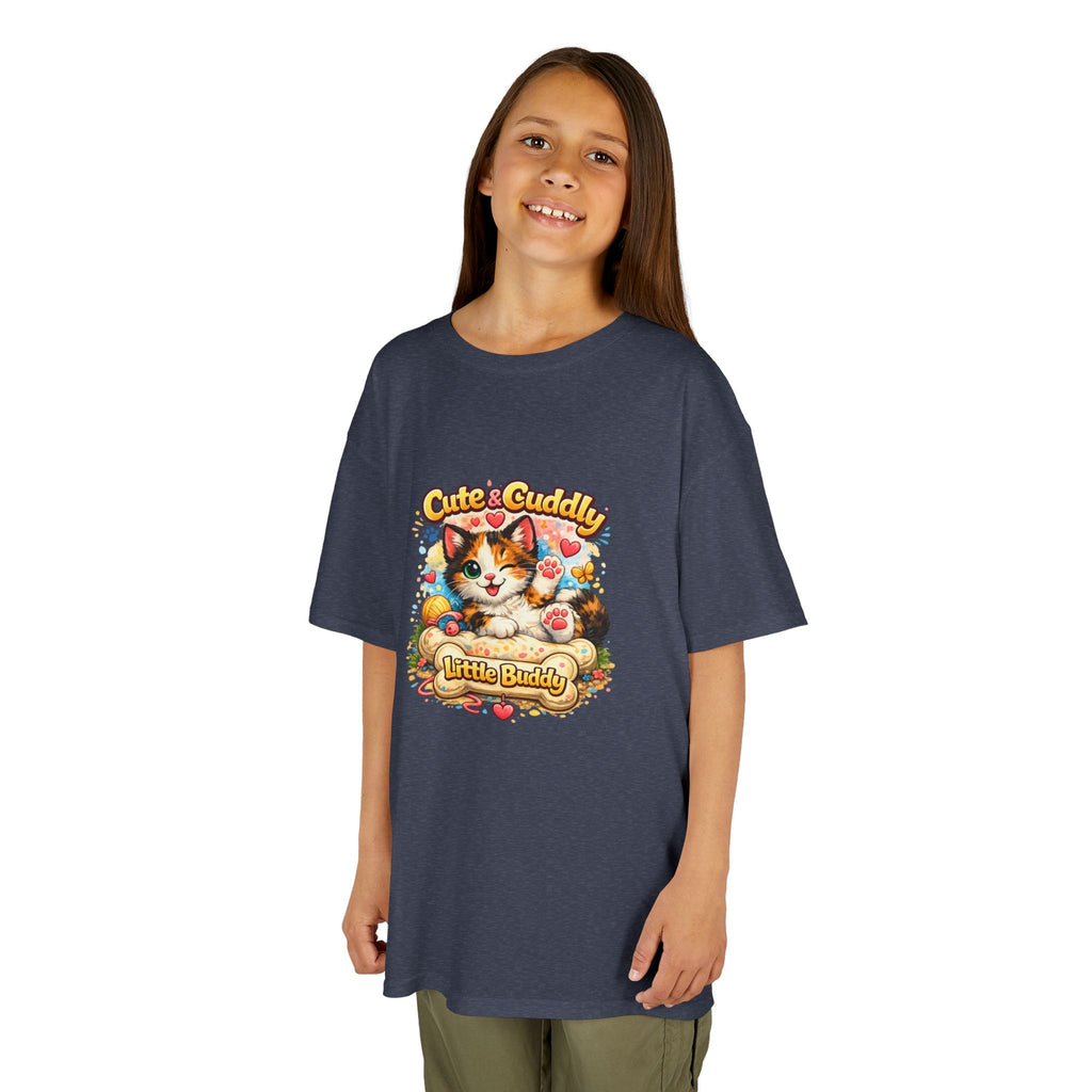 Kids T-Shirt — "Cute & Cuddly Little Buddy" Cat Graphic Tee