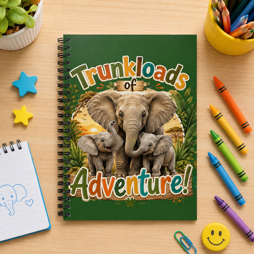 Elephant Adventure Spiral Notebook — "Big Hearts, Wild Adventures!" Ruled Journal