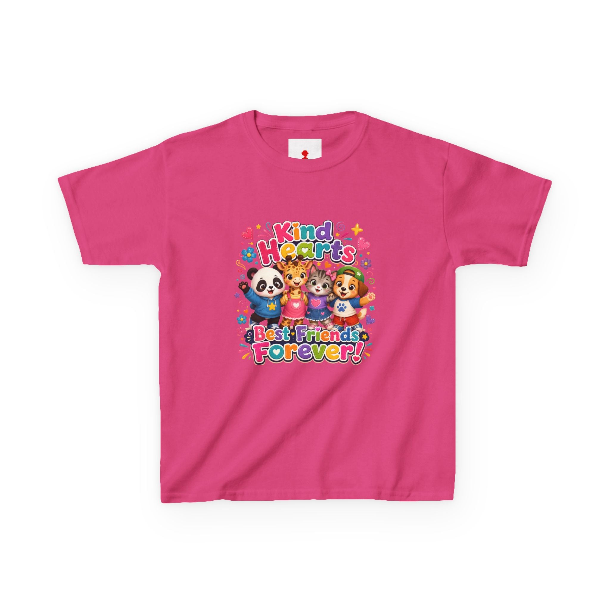 Kids Tee — "Kind Hearts Best Friends Forever" Colorful Cartoon Animals