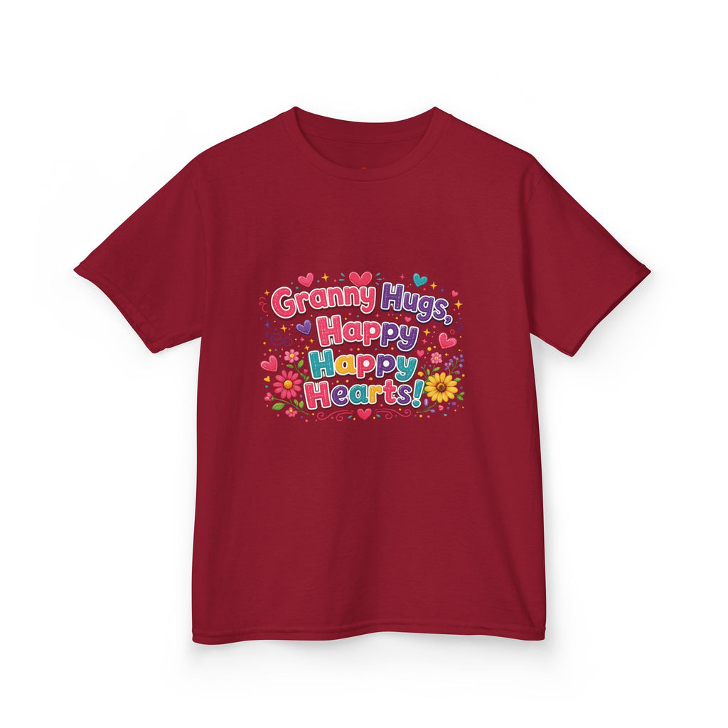 Granny Hugs Happy Hearts Kids Tee | Colorful Floral Kids Shirt