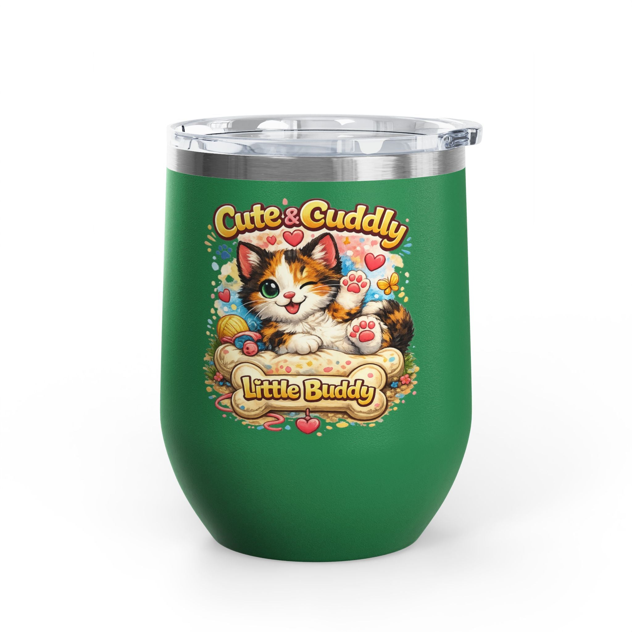 Cute & Cuddly Little Buddy Cat Tumbler — 12oz Insulated Stainless Steel