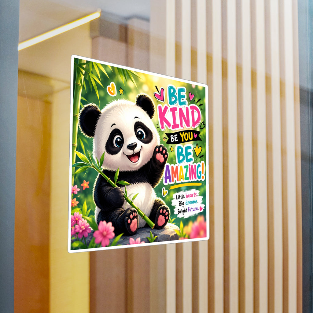 Be Kind Panda Vinyl Sticker — Inspirational Kiss-Cut Decal