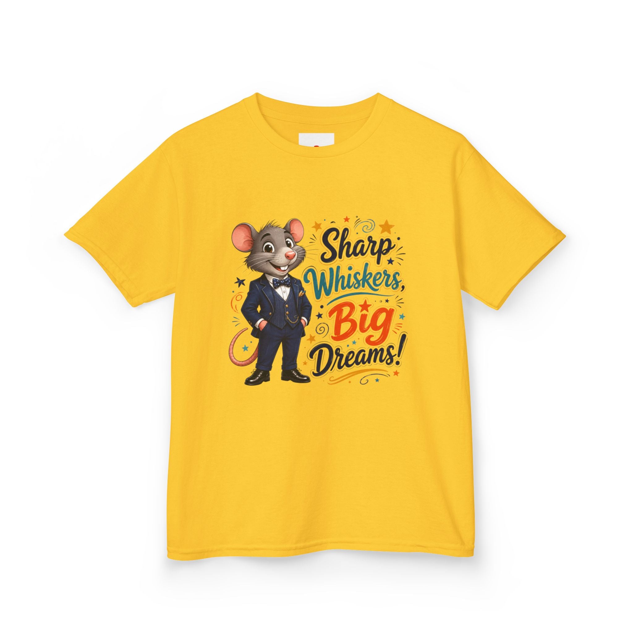 Kids Tee — "Sharp Whiskers, Big Dreams" Mouse Graphic