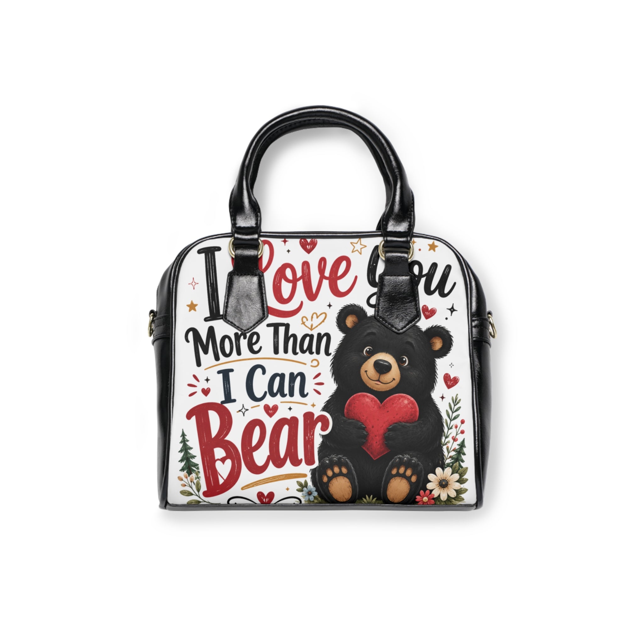 Shoulder Handbag — "Love You More Than I Can Bear" Cute Bear Heart Tote