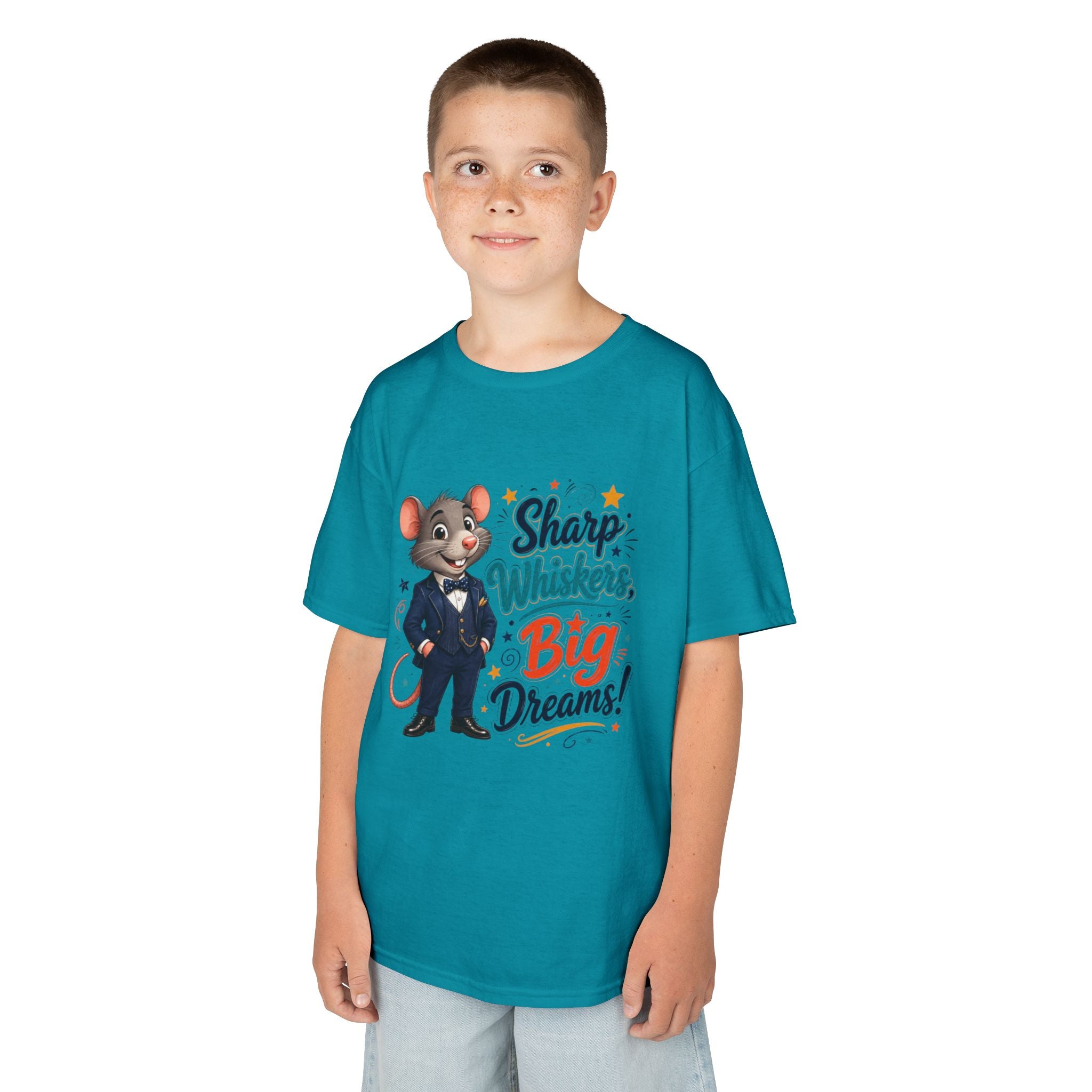 Kids Tee — "Sharp Whiskers, Big Dreams" Mouse Graphic