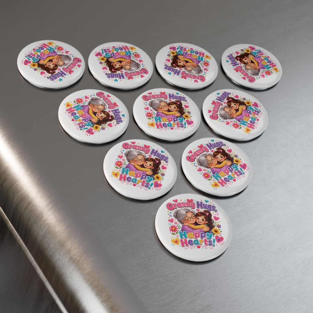 Granny Hugs Happy Hearts Button Magnet