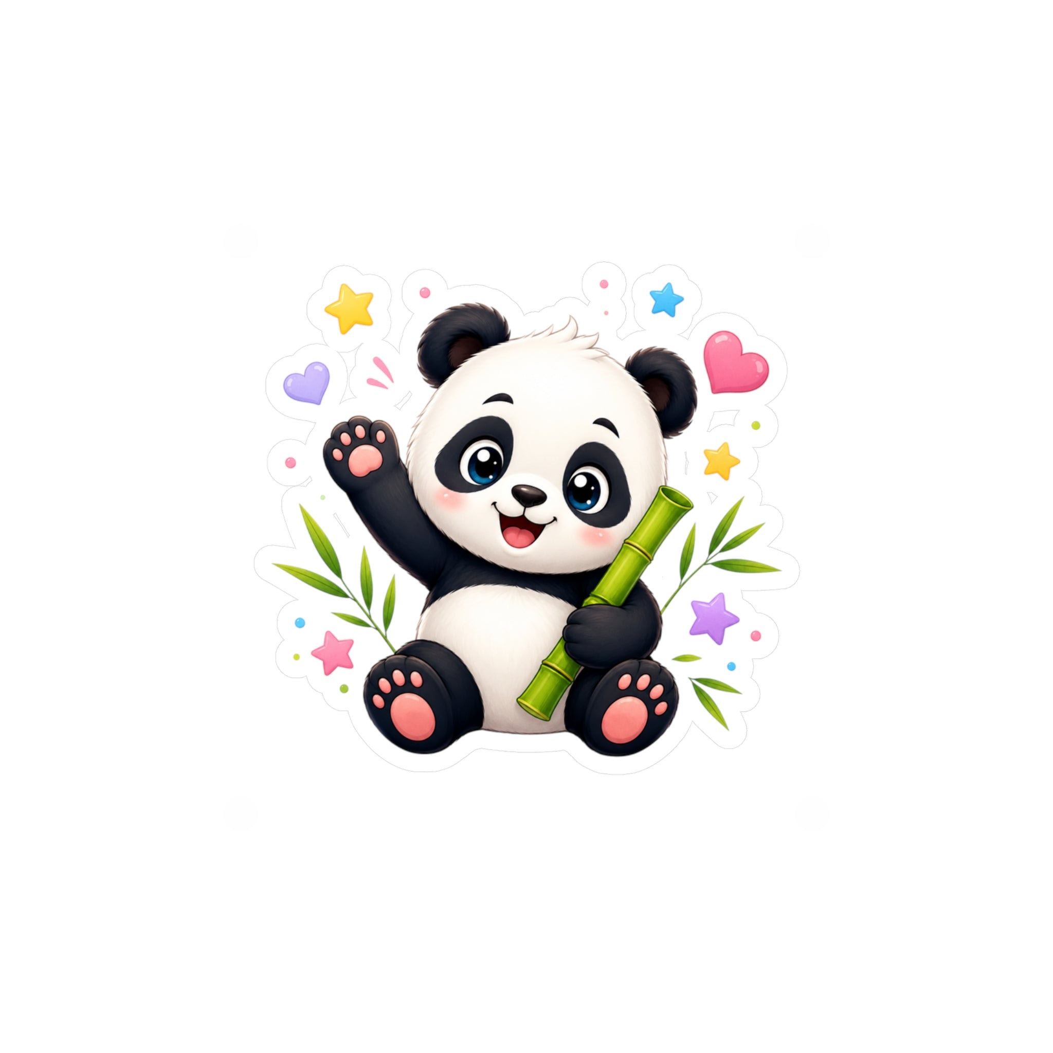 Cute Panda Kiss-Cut Vinyl Sticker — Adorable Bamboo Baby Decal for Laptops, Water Bottles & Kids' Rooms