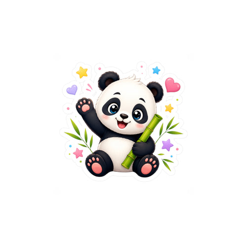 Cute Panda Kiss-Cut Vinyl Sticker — Adorable Bamboo Baby Decal for Laptops, Water Bottles & Kids' Rooms