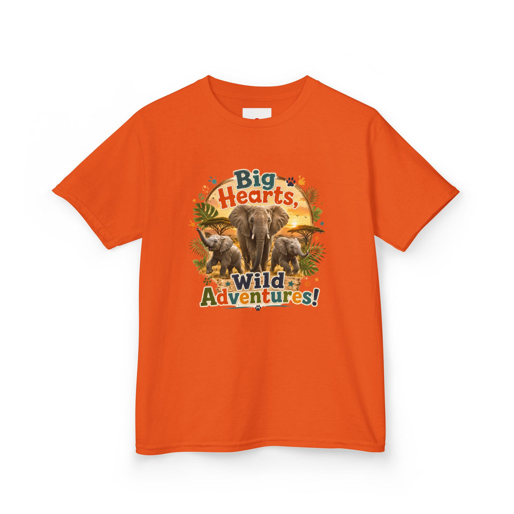 Kids T-Shirt — “Big Hearts, Wild Adventures!” Elephant Safari Shirt for Kids, Cute Animal Adventure Tee