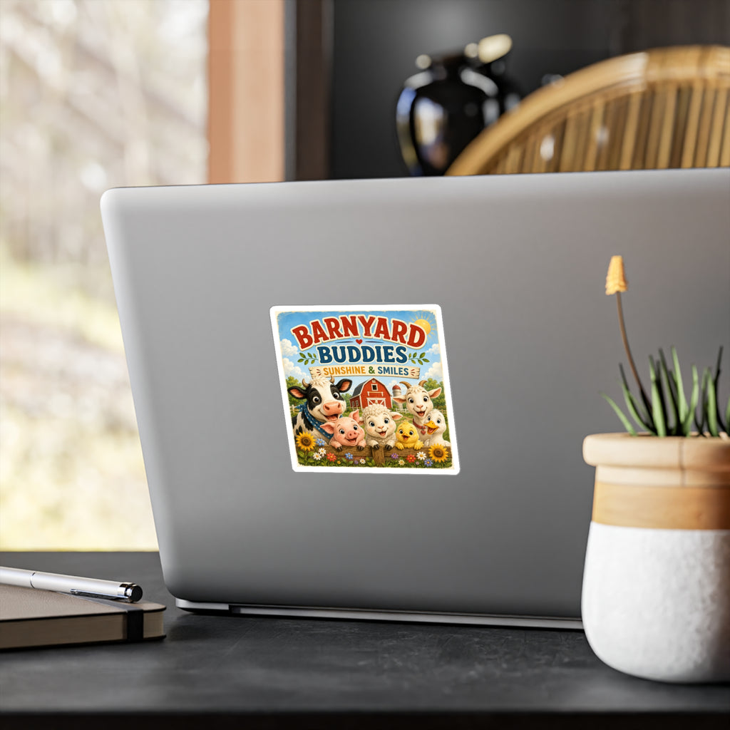 Barnyard Buddies Vinyl Sticker — 'Sunshine & Smiles' Cute Farm Animal Decal