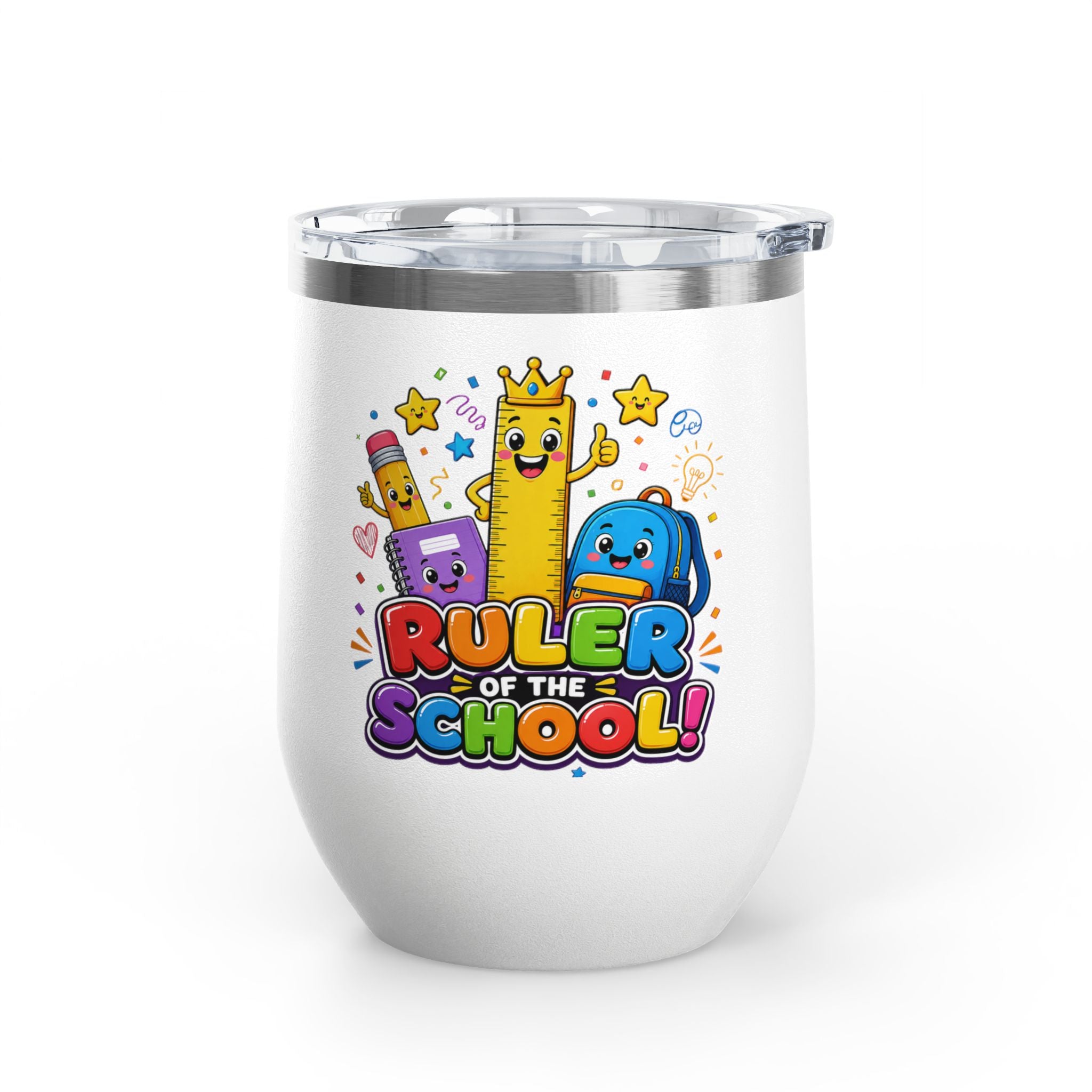 "Ruler of the School" Cute Teacher Gift, 12oz Insulated Cup
