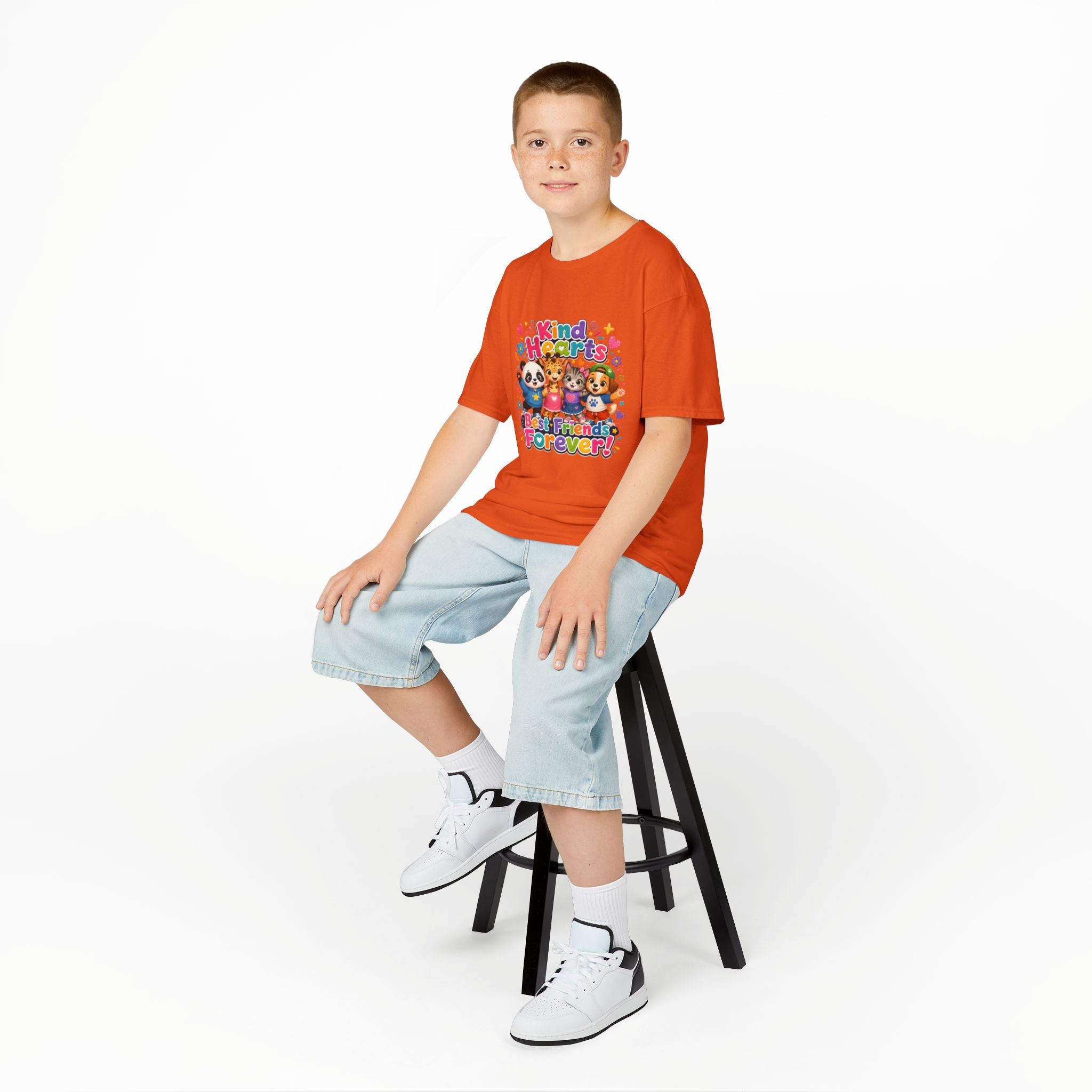 Kids Tee — "Kind Hearts Best Friends Forever" Colorful Cartoon Animals