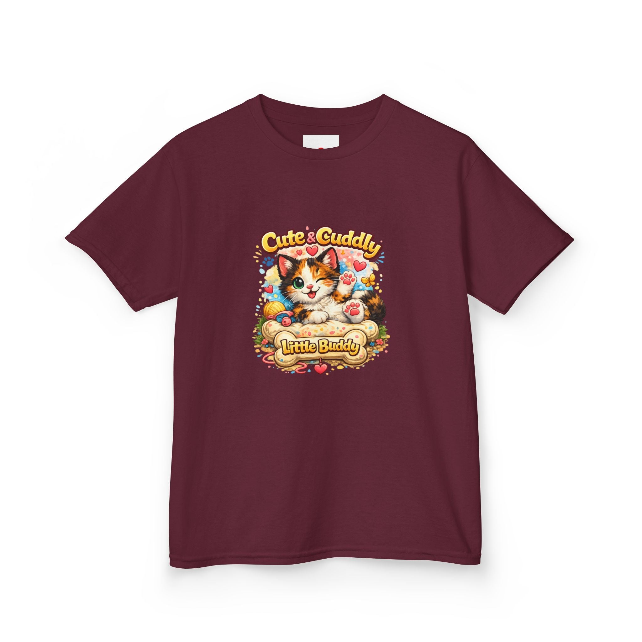 Kids T-Shirt — "Cute & Cuddly Little Buddy" Cat Graphic Tee