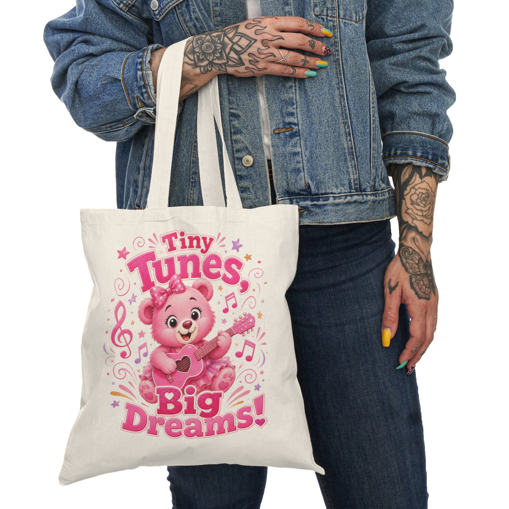 Cute Pink Bear Tote Bag – "Tiny Tunes, Big Dreams" Kids Music Tote