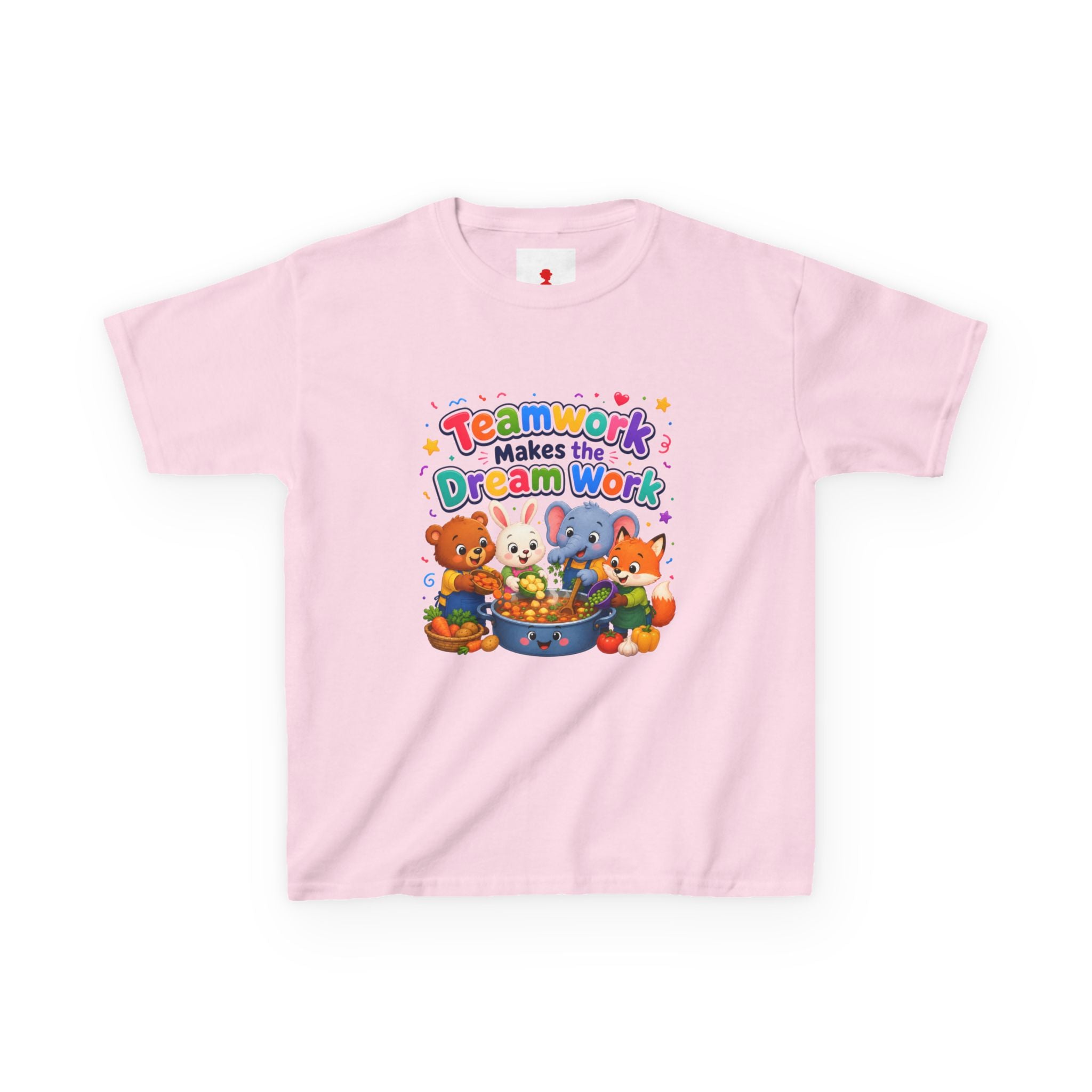 Kids Tee — “Teamwork Makes the Dream Work” Cute Animal Classroom Shirt