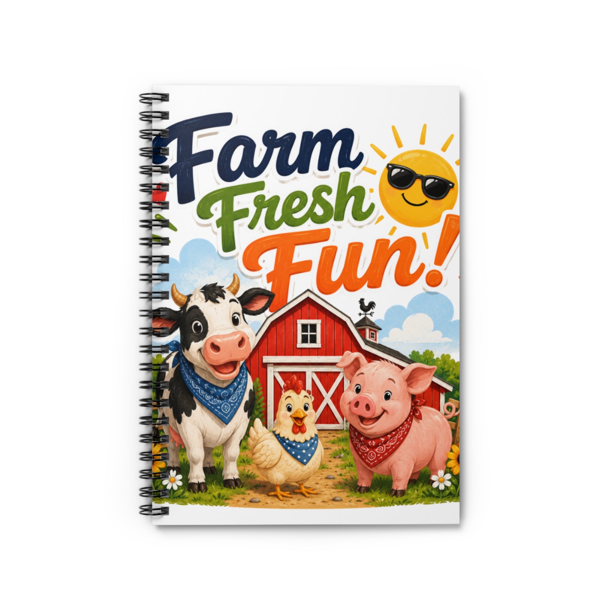 Farm Fresh Fun! Spiral Notebook — Cute Barnyard Cow, Pig & Chicken Journal
