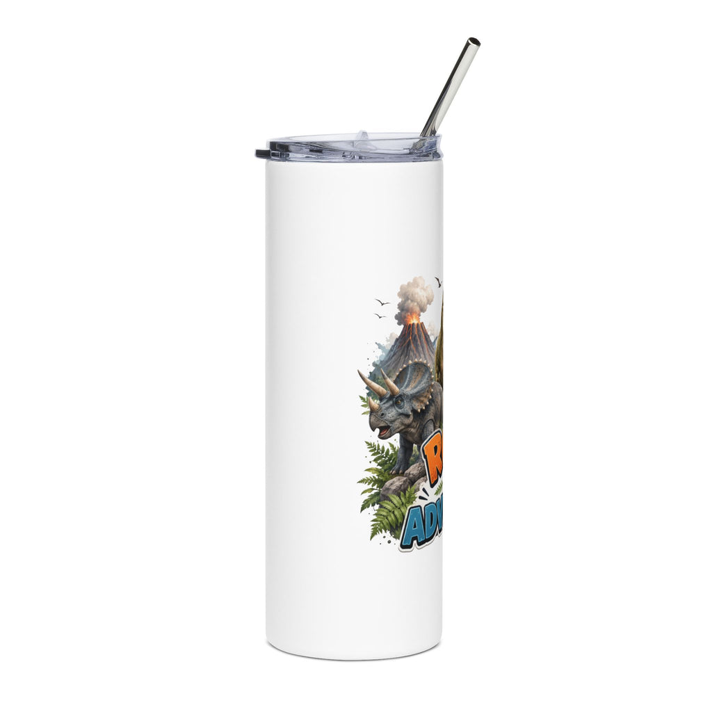 20oz Tumbler — "Roar Into Adventure" Dinosaur Stainless Steel Travel Cup