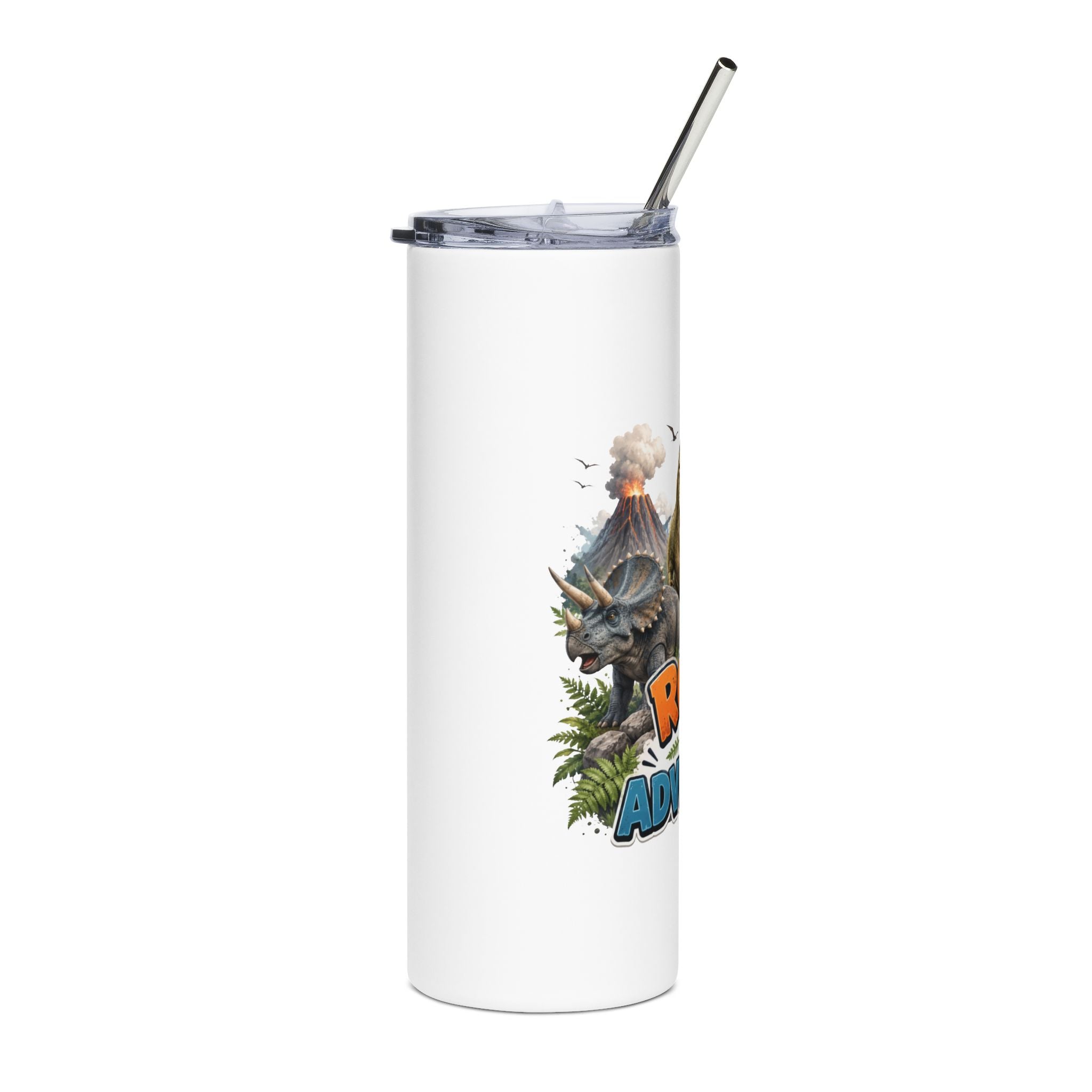 20oz Tumbler — "Roar Into Adventure" Dinosaur Stainless Steel Travel Cup