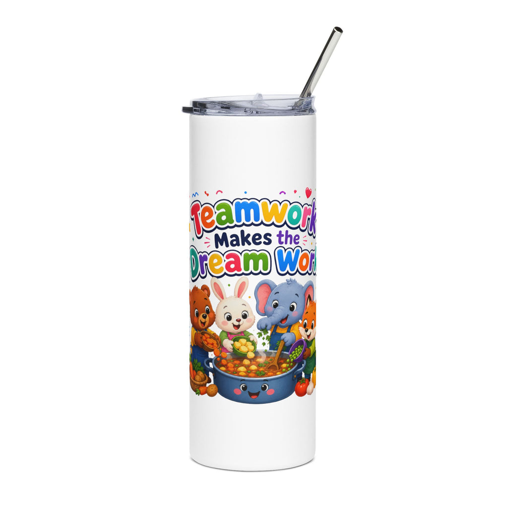 20oz Stainless Tumbler — "Teamwork Makes the Dream Work" Kids Cartoon Bottle