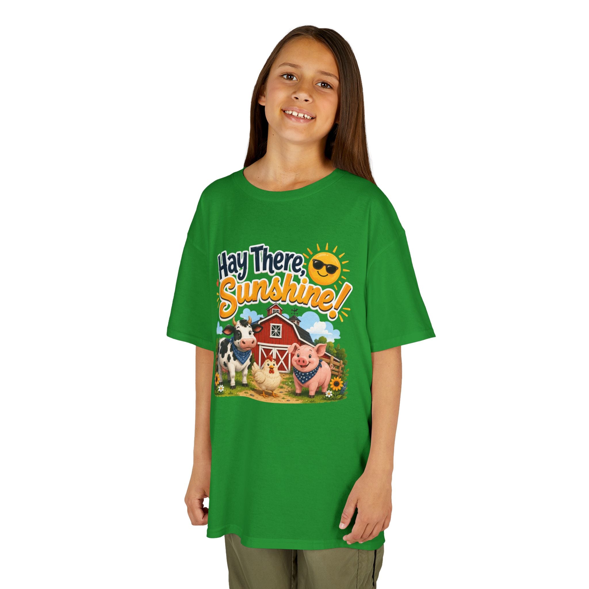 Kids Tee — "Hay There, Sunshine!" Farm Animal Graphic