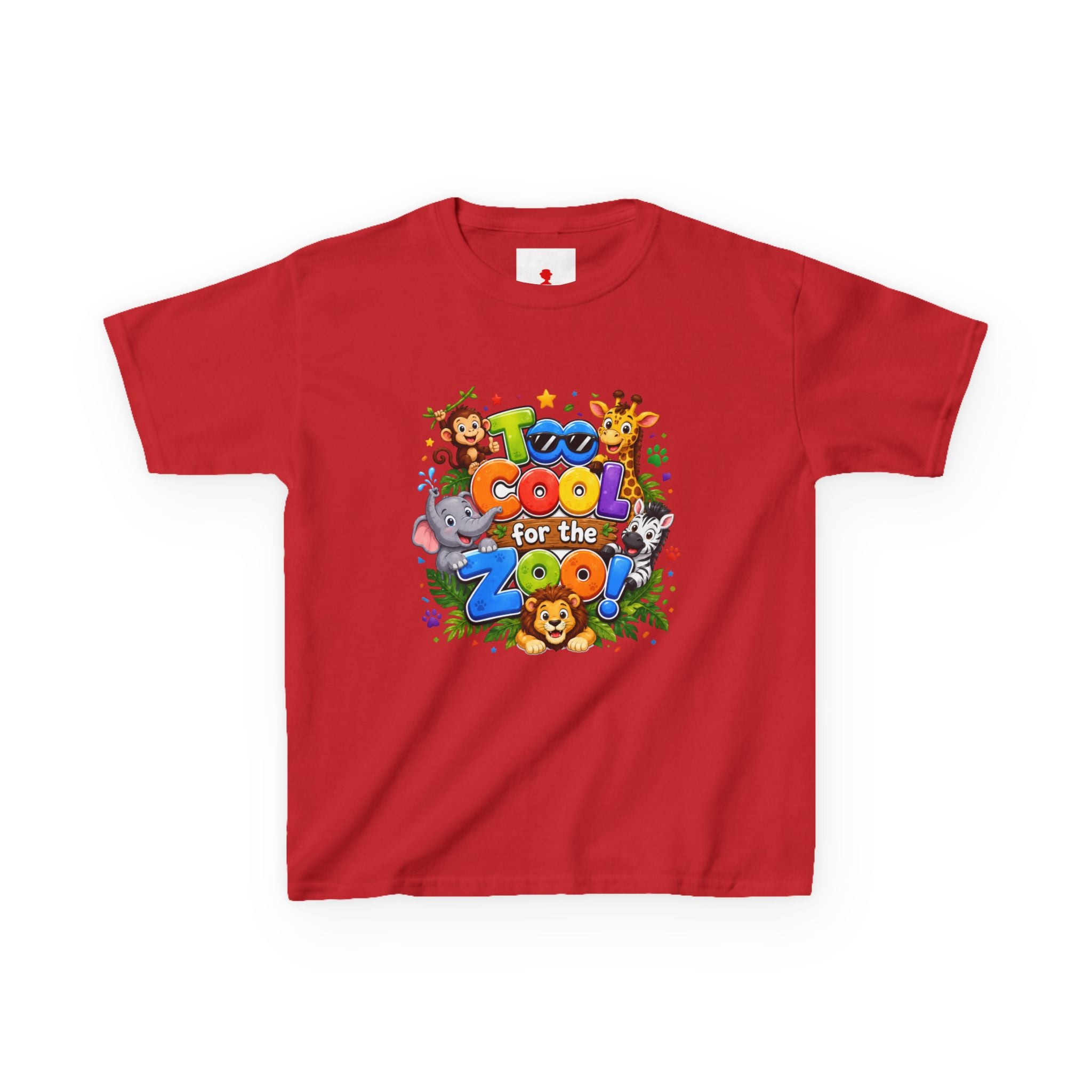 Kids Tee — "Too Cool for the Zoo" Colorful Animal Graphic