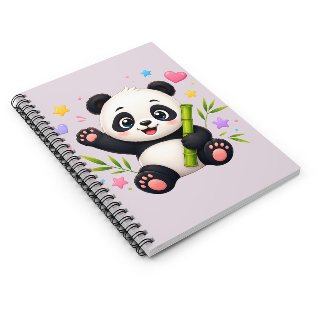 Cute Panda Spiral Notebook — Kawaii Baby Panda with Bamboo Ruled Journal