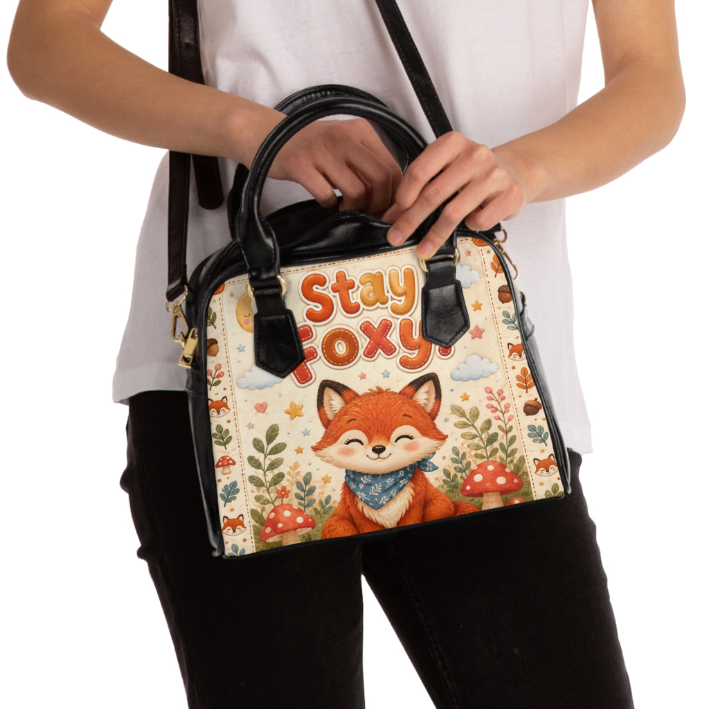 Stay Foxy Shoulder Handbag — Cute Fox Purse for Women, Autumn Woodland Tote