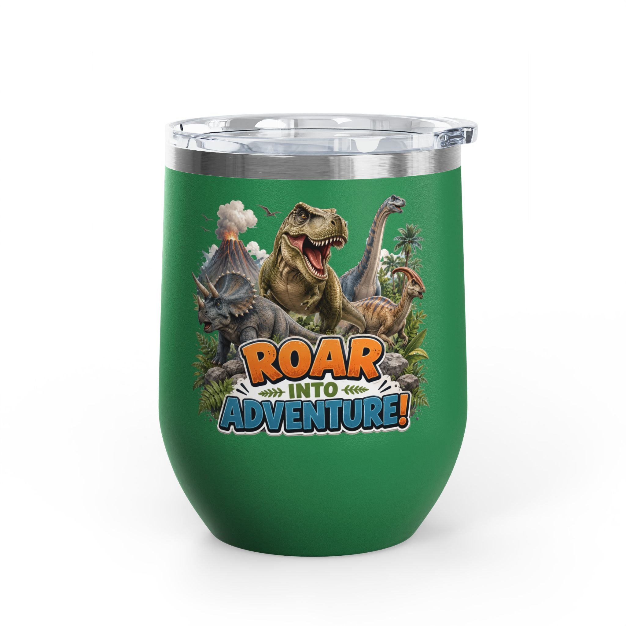 Roar Into Adventure! Dinosaur Tumbler – 12oz Stainless Steel Travel Cup