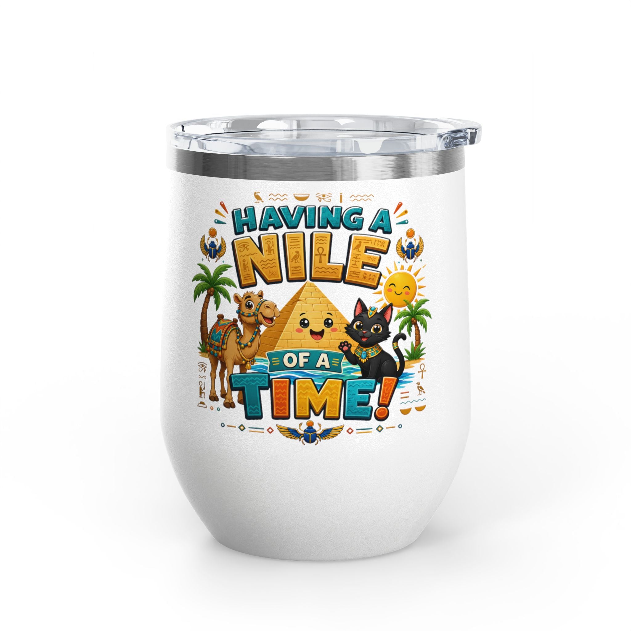 "Having a Nile of a Time" Cute Egyptian Pyramid Cat & Camel 12oz