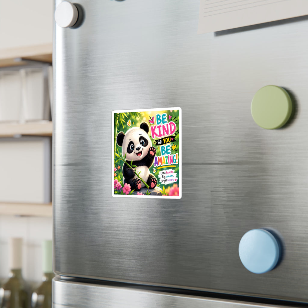 Be Kind Panda Vinyl Sticker — Inspirational Kiss-Cut Decal