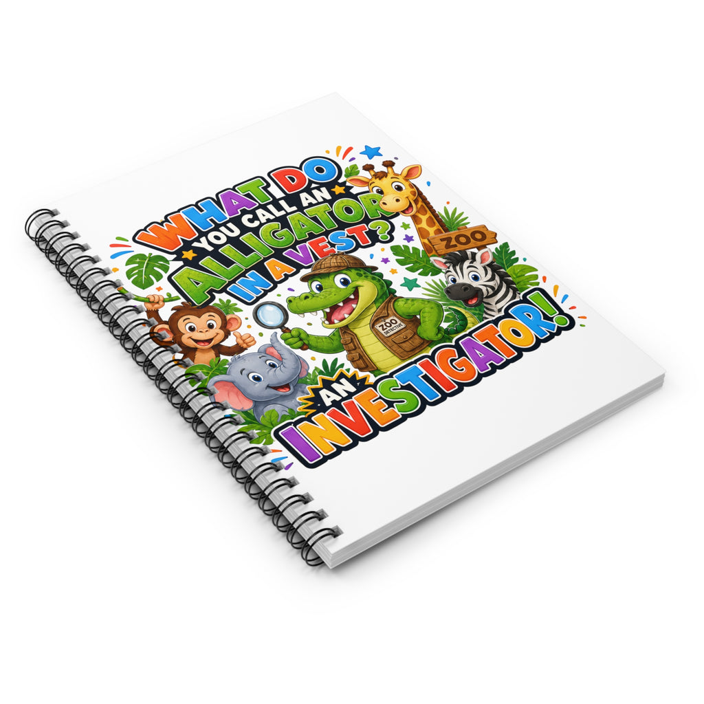 Alligator Investigator Joke Spiral Notebook | Cute Zoo Animals Ruled Journal