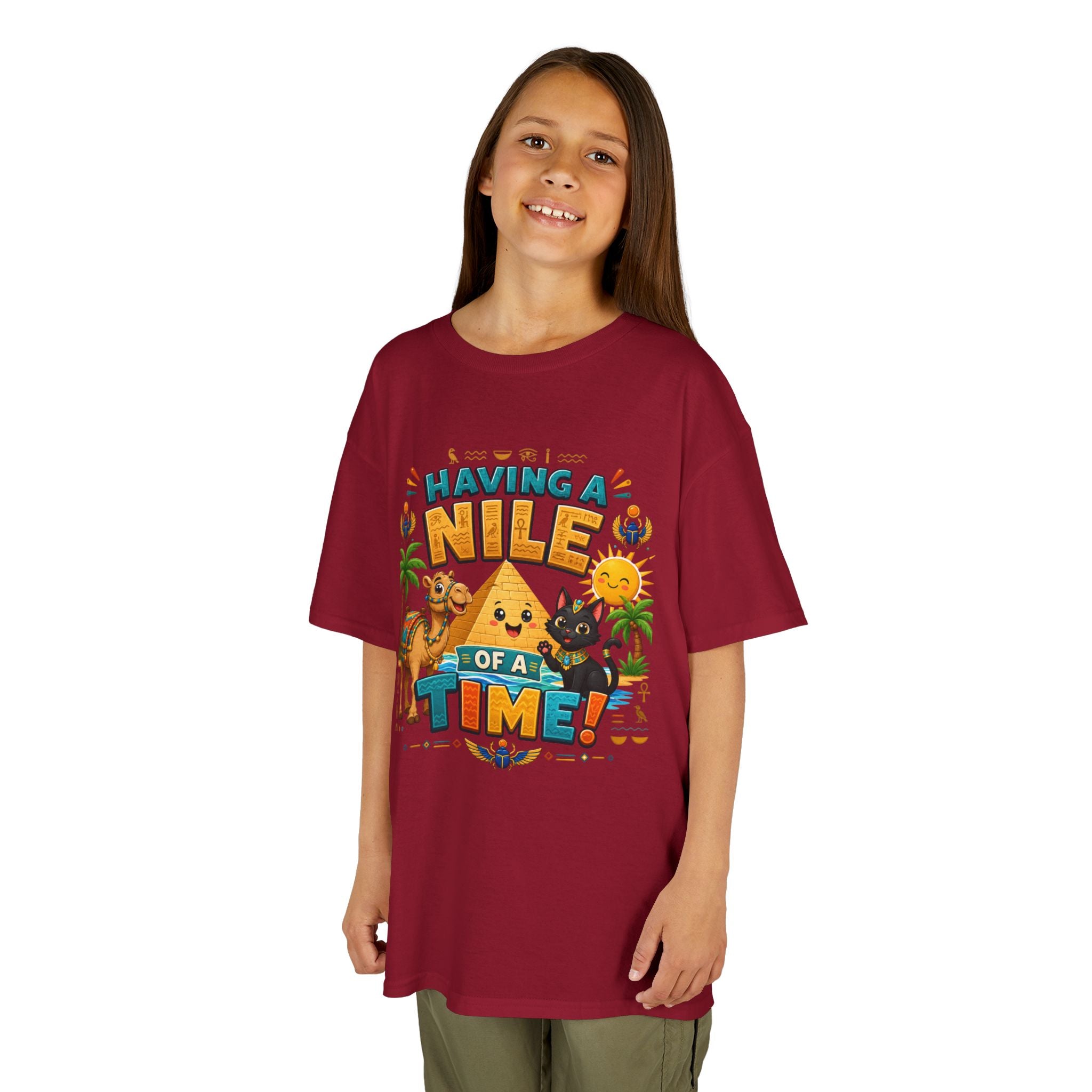 Having a Nile of a Time Kids Tee | Camel Pyramid Desert Cartoon