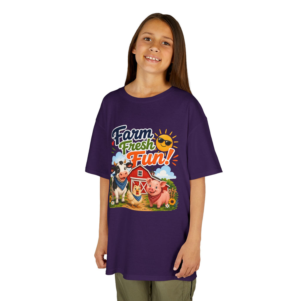 Kids Farm T-Shirt — "Farm Fresh Fun!" Cute Cow & Pig Toddler Tee
