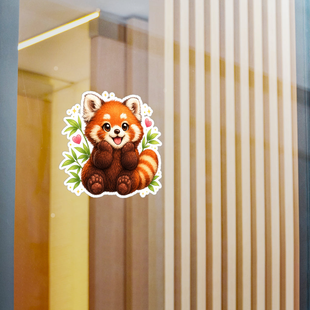 Red Panda Kiss-Cut Vinyl Sticker — Cute Cartoon Animal Decal for Laptops, Water Bottles & Windows