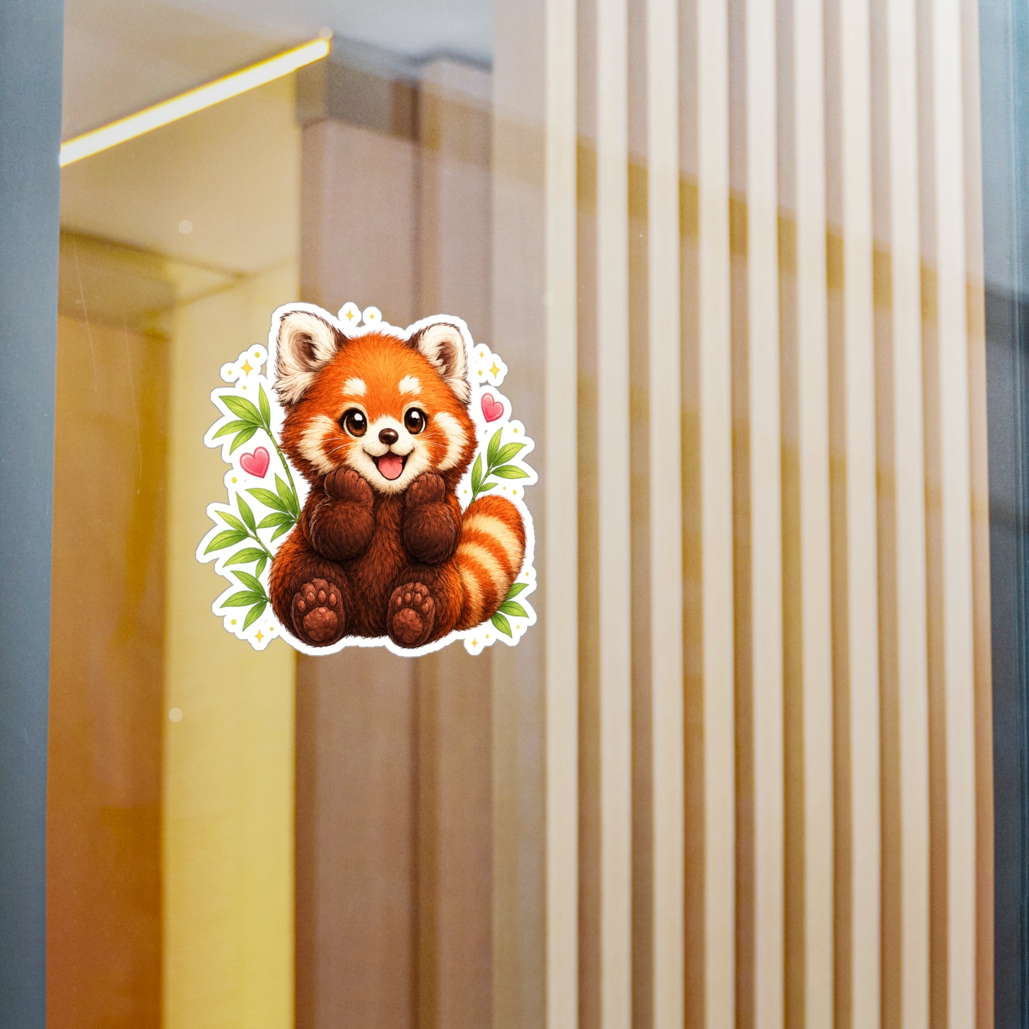 Red Panda Kiss-Cut Vinyl Sticker — Cute Cartoon Animal Decal for Laptops, Water Bottles & Windows