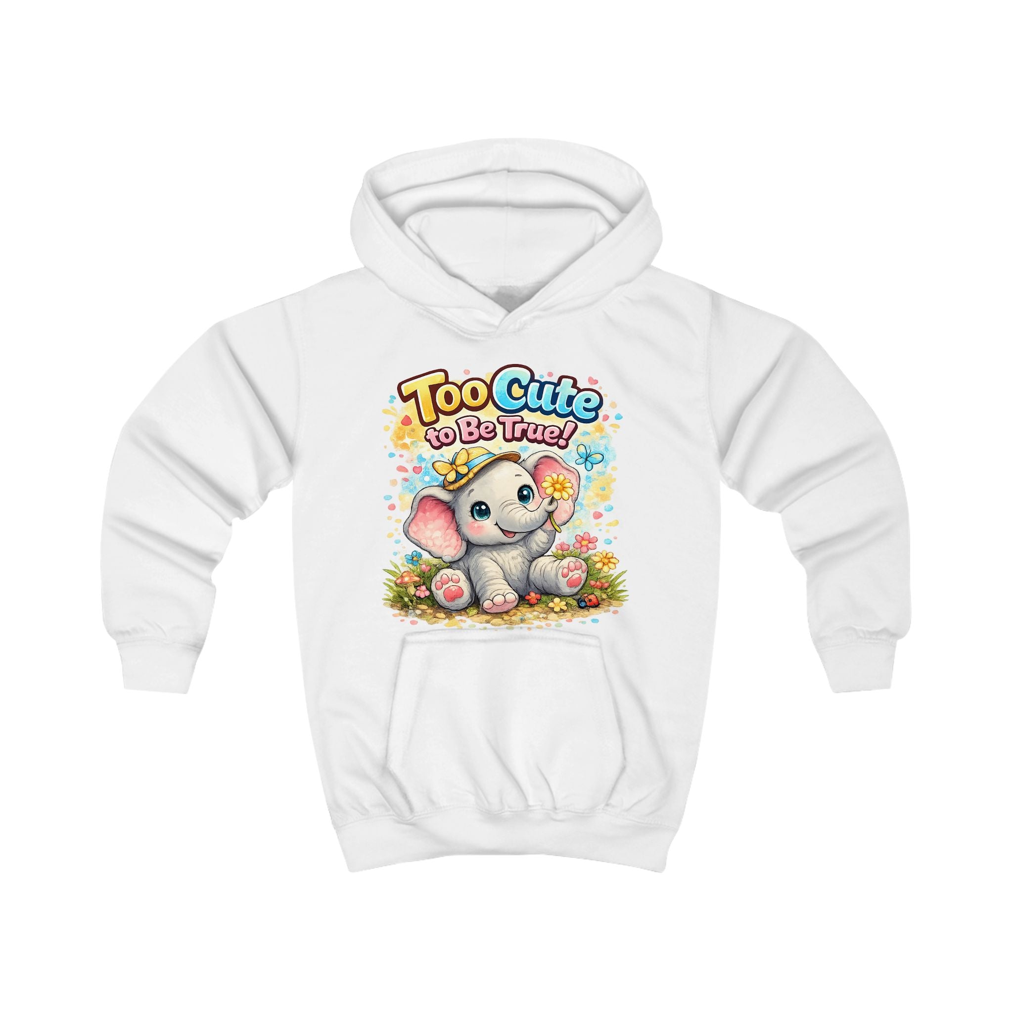 Kids Hoodie — "Too Cute to Be Traced" Elephant Graphic Hoodie for Toddlers & Little Kids