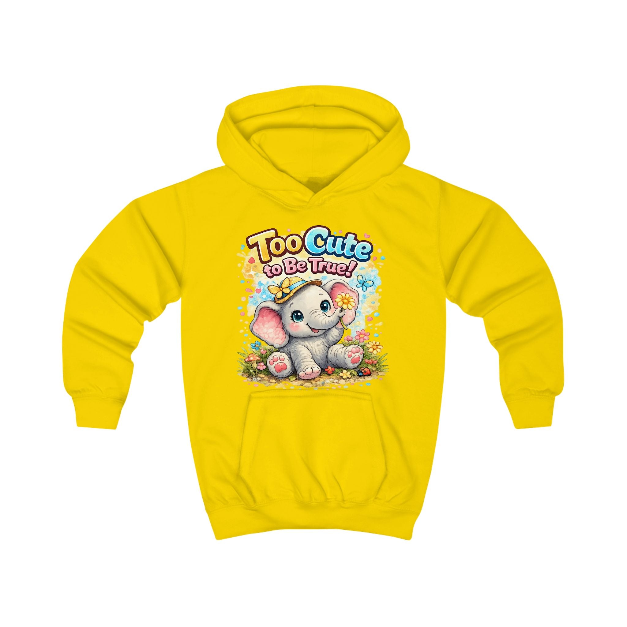 Kids Hoodie — "Too Cute to Be Traced" Elephant Graphic Hoodie for Toddlers & Little Kids