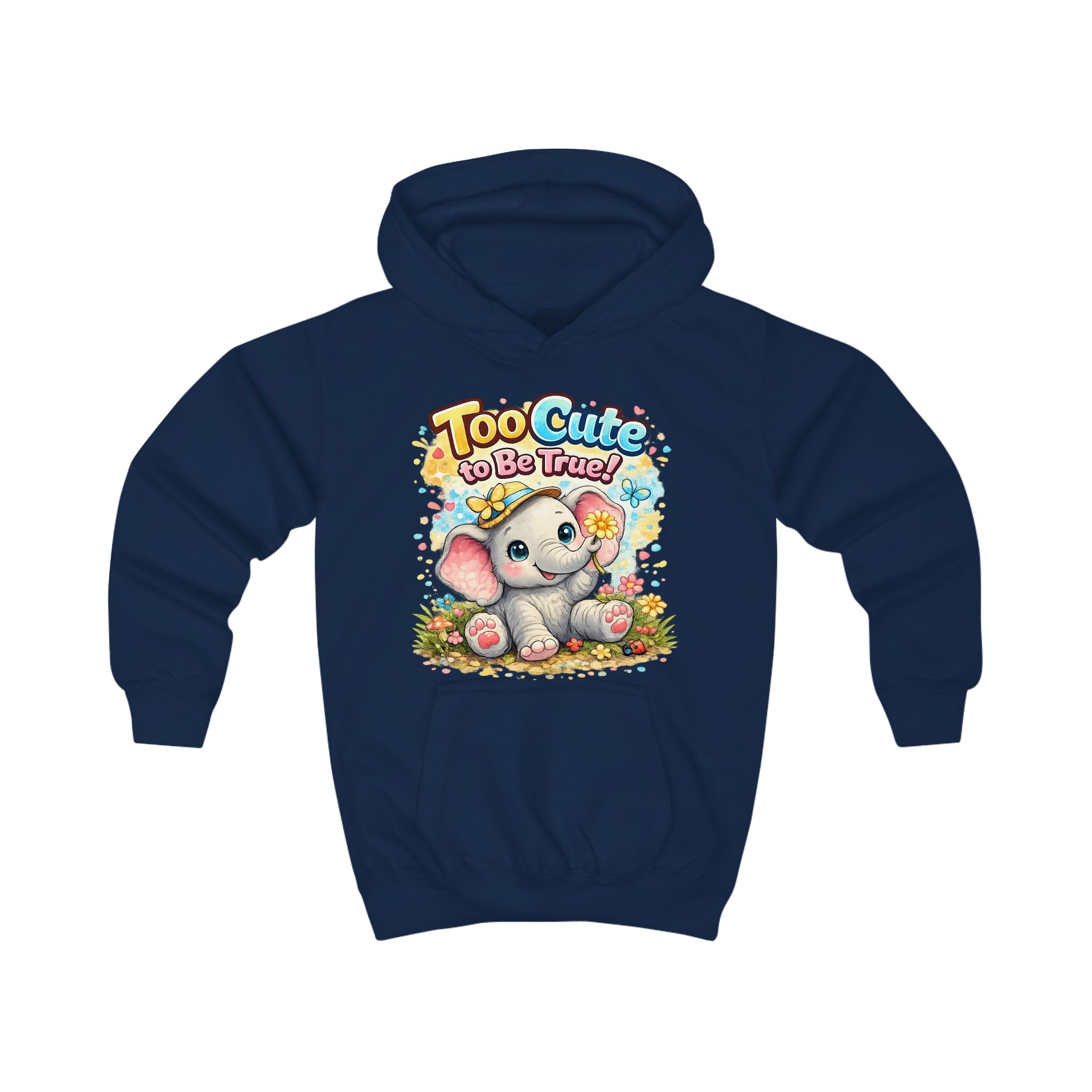 Kids Hoodie — "Too Cute to Be Traced" Elephant Graphic Hoodie for Toddlers & Little Kids