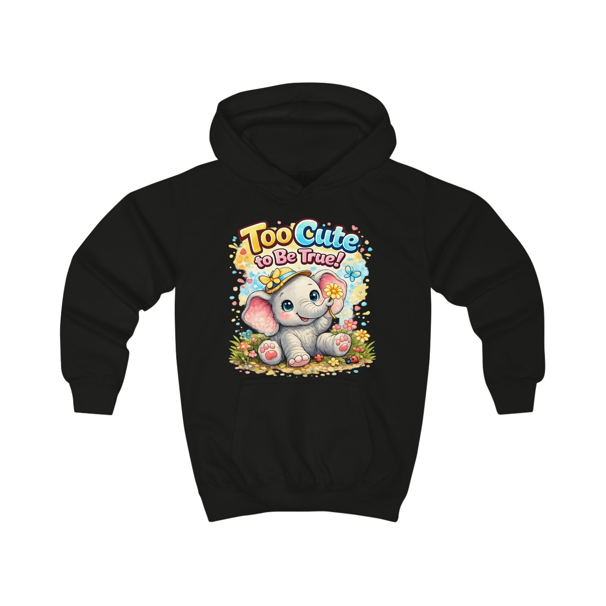 Kids Hoodie — "Too Cute to Be Traced" Elephant Graphic Hoodie for Toddlers & Little Kids