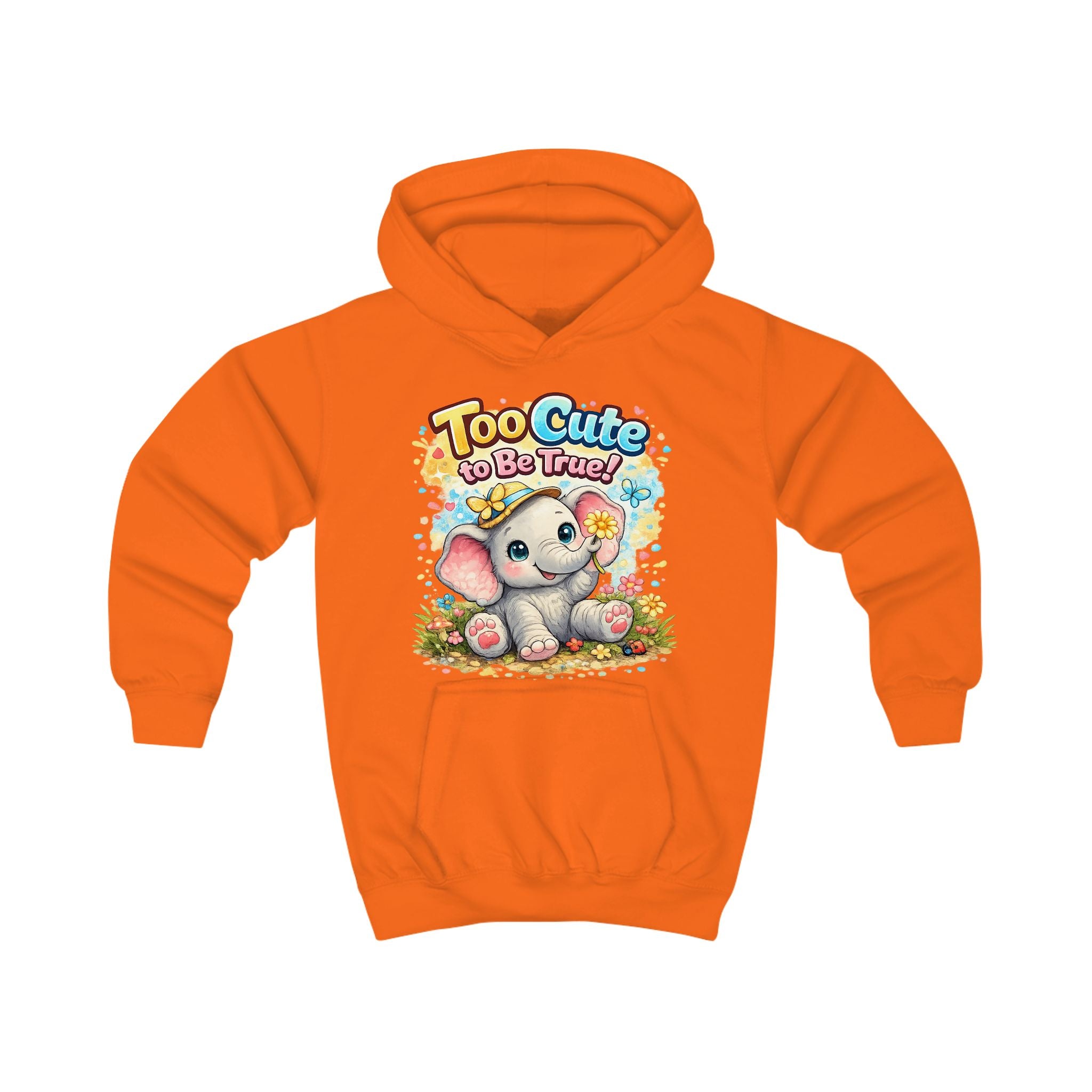 Kids Hoodie — "Too Cute to Be Traced" Elephant Graphic Hoodie for Toddlers & Little Kids