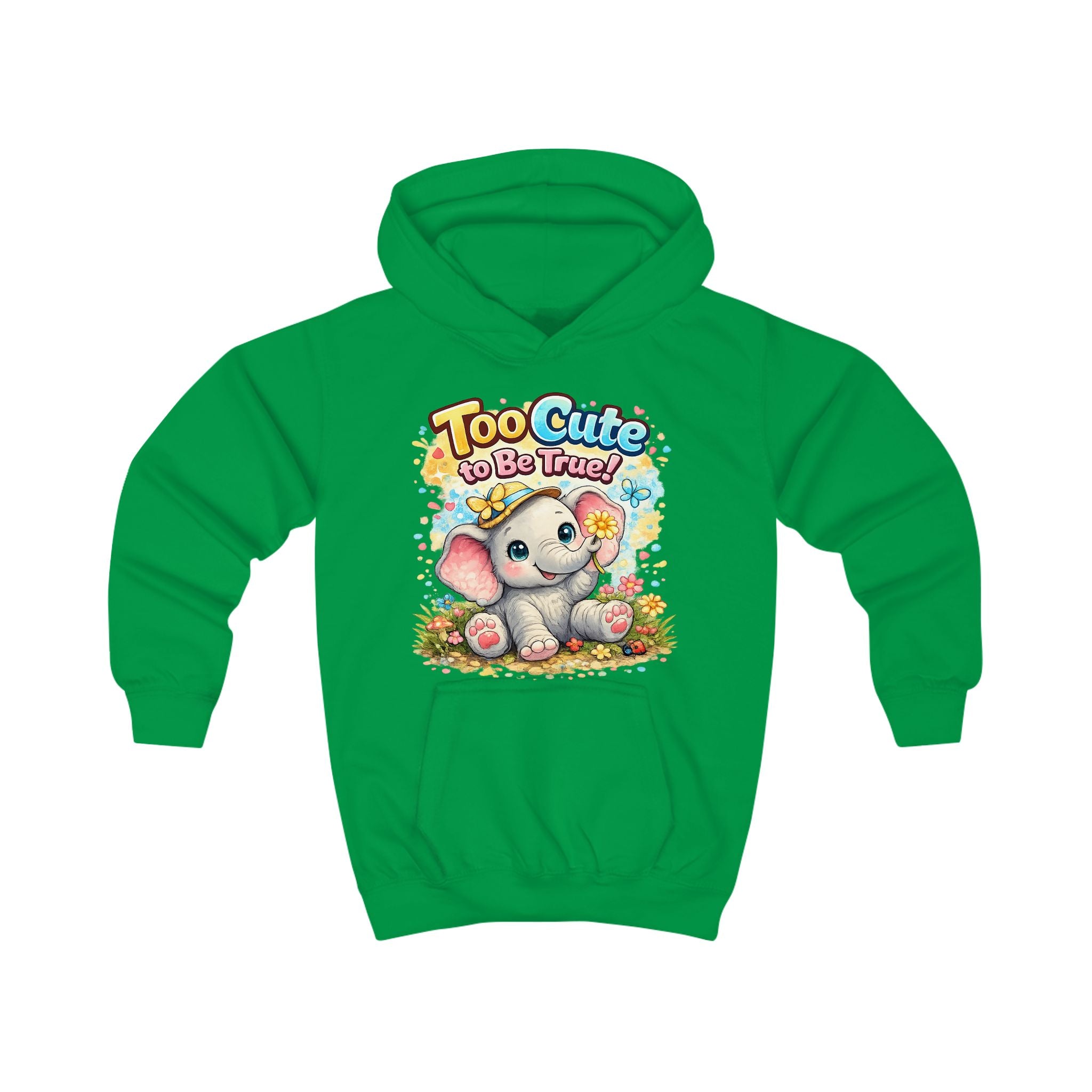 Kids Hoodie — "Too Cute to Be Traced" Elephant Graphic Hoodie for Toddlers & Little Kids