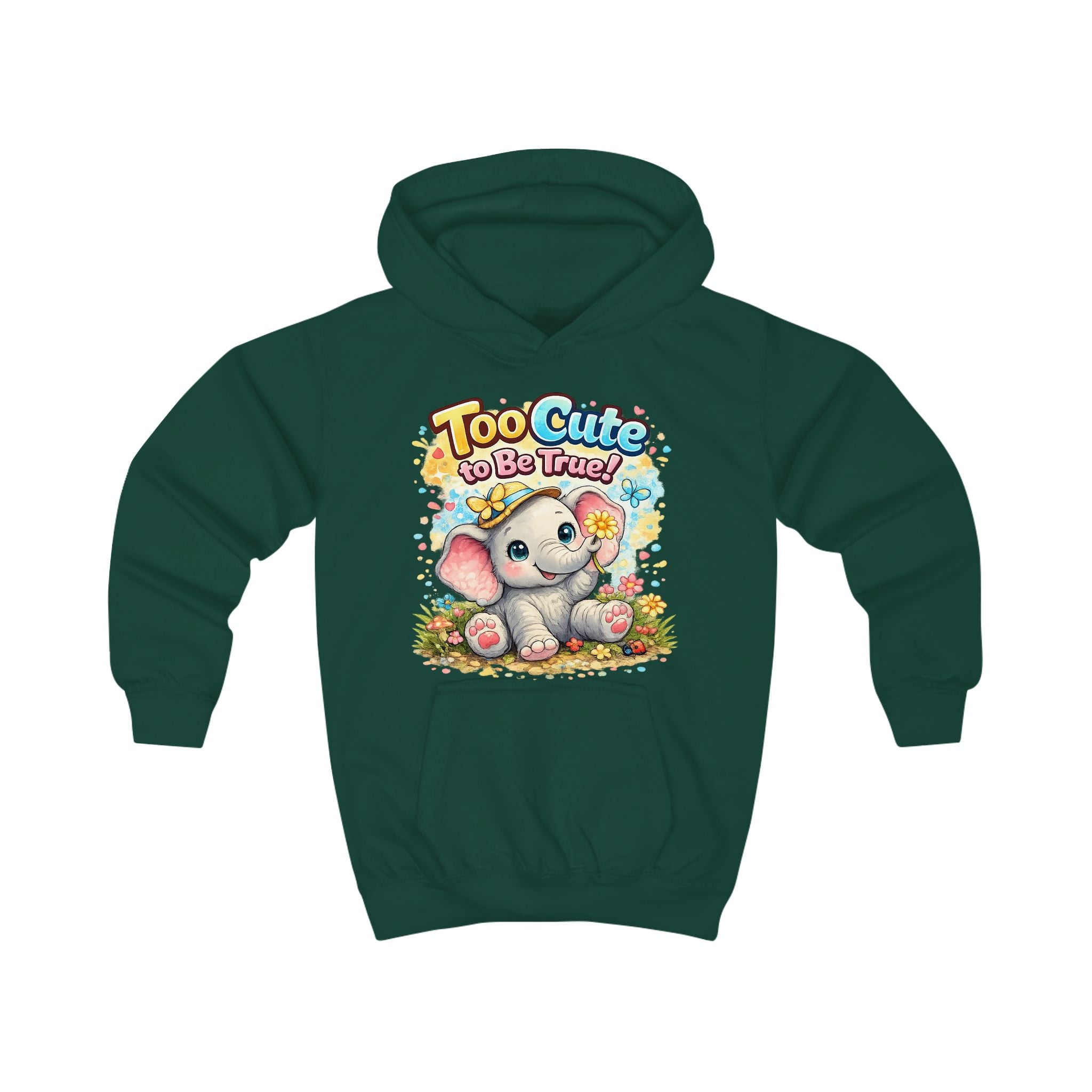 Kids Hoodie — "Too Cute to Be Traced" Elephant Graphic Hoodie for Toddlers & Little Kids
