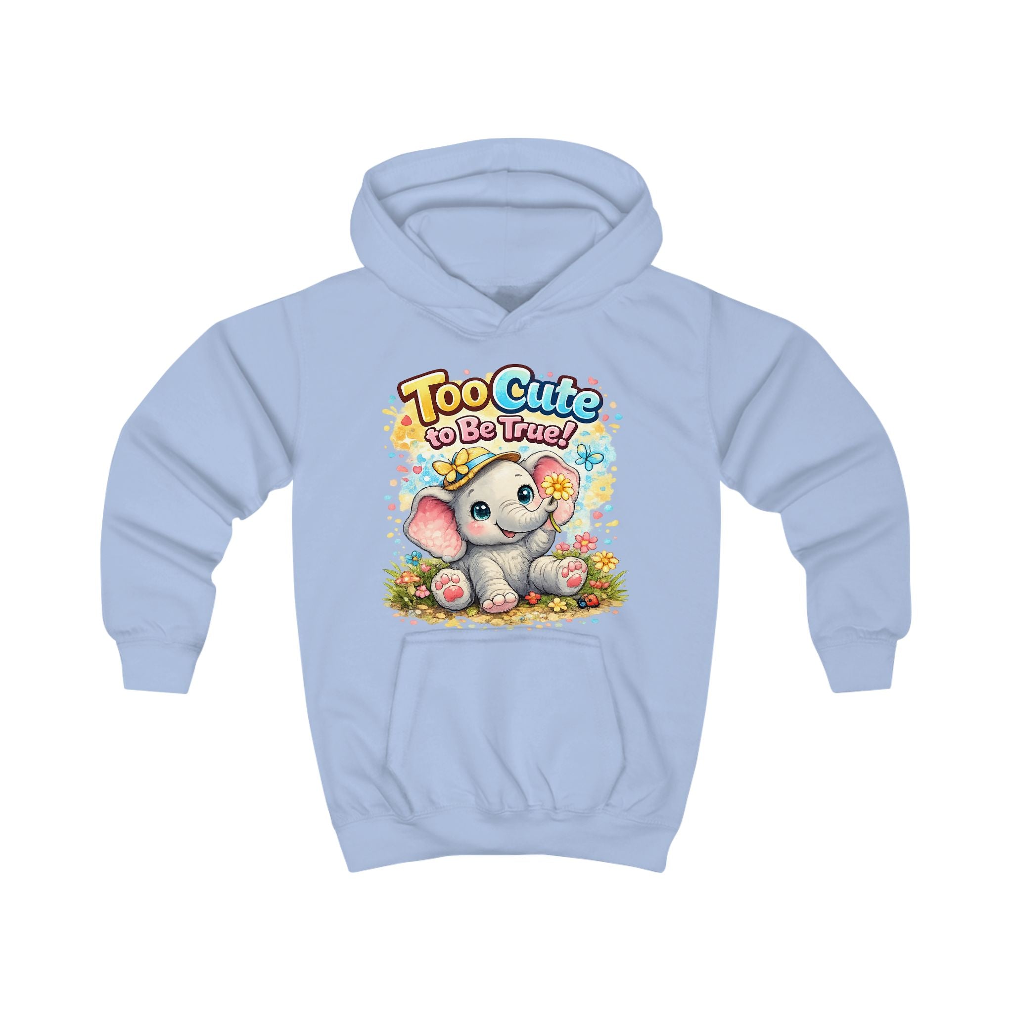 Kids Hoodie — "Too Cute to Be Traced" Elephant Graphic Hoodie for Toddlers & Little Kids