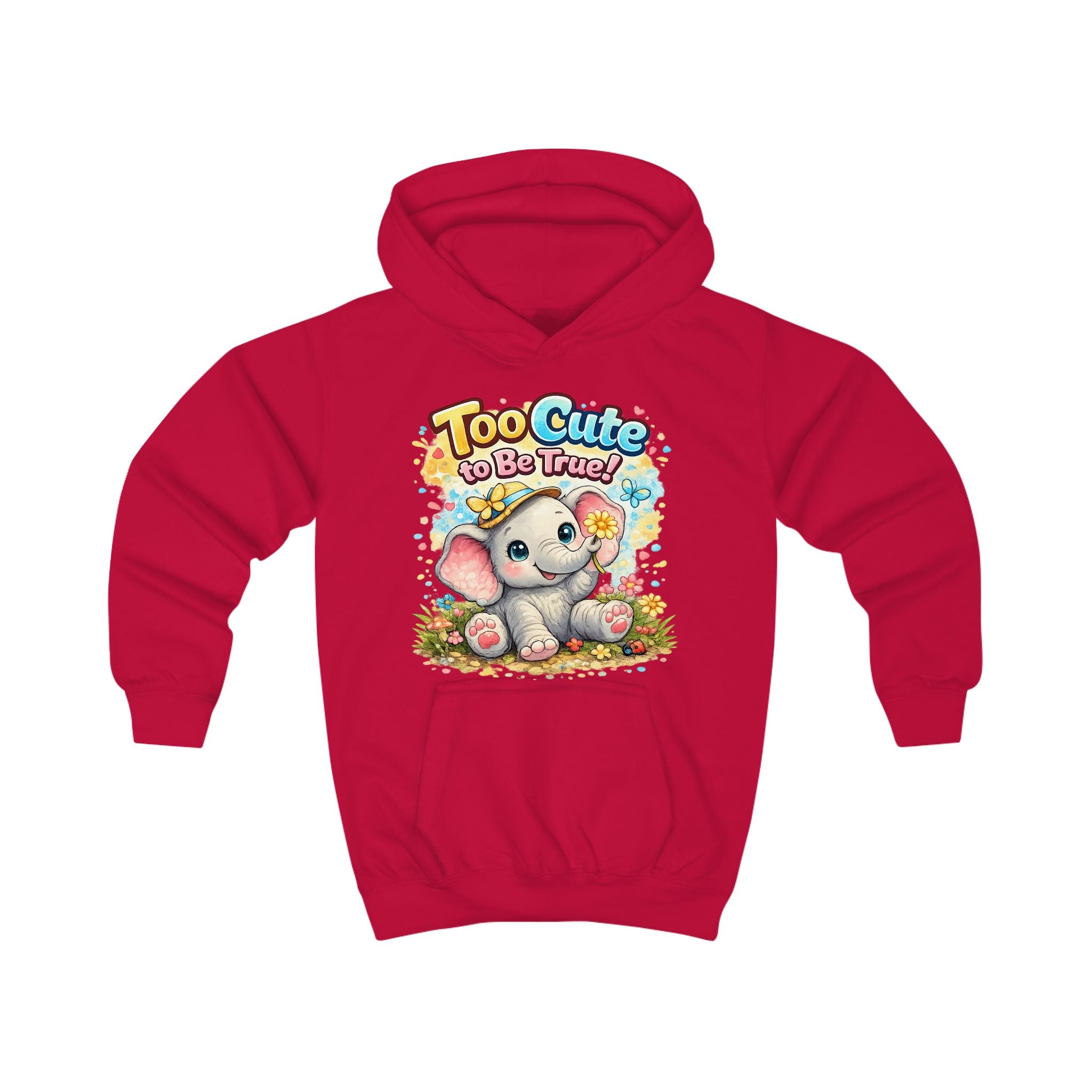 Kids Hoodie — "Too Cute to Be Traced" Elephant Graphic Hoodie for Toddlers & Little Kids