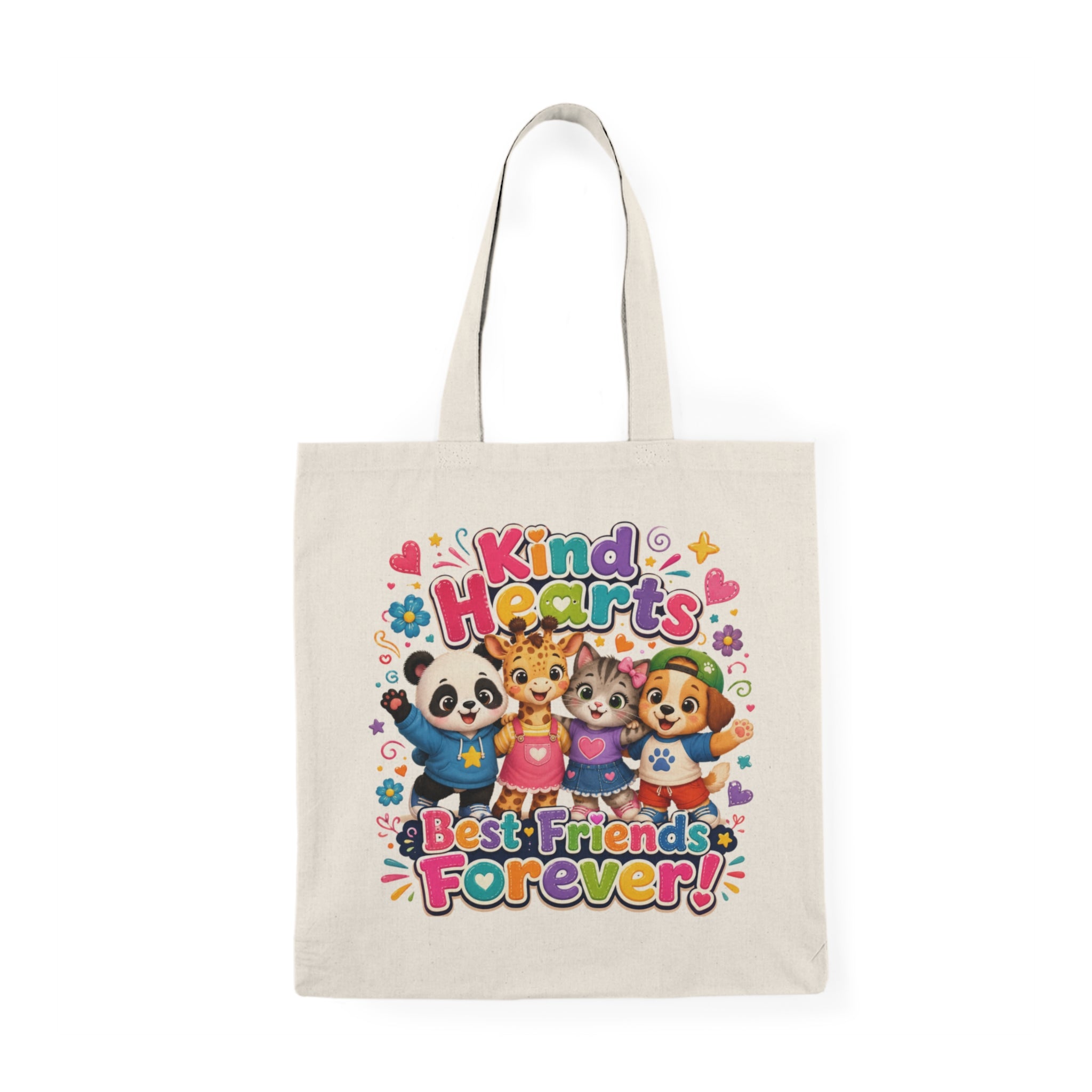 Kind Hearts Best Friends Forever Tote Bag — Cute Animal Friendship Canvas Tote