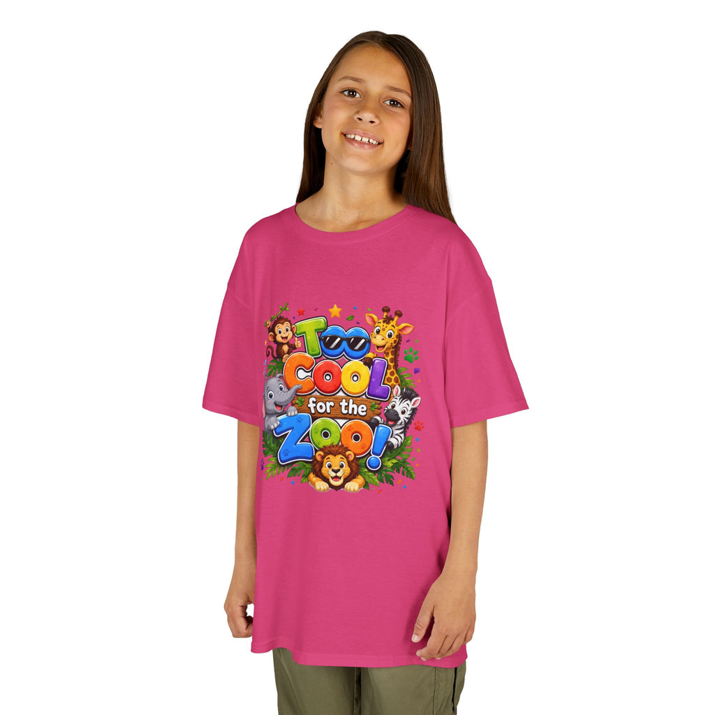 Kids Tee — "Too Cool for the Zoo" Colorful Animal Graphic