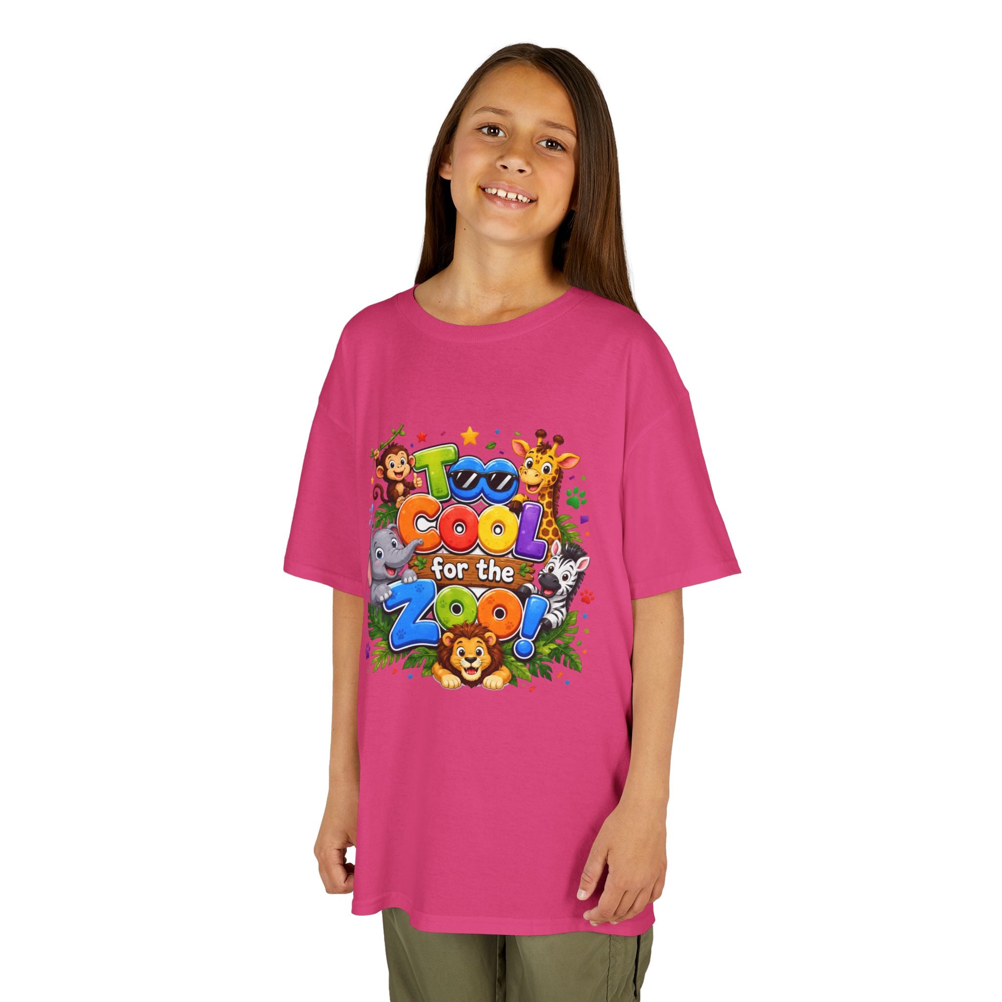 Kids Tee — "Too Cool for the Zoo" Colorful Animal Graphic