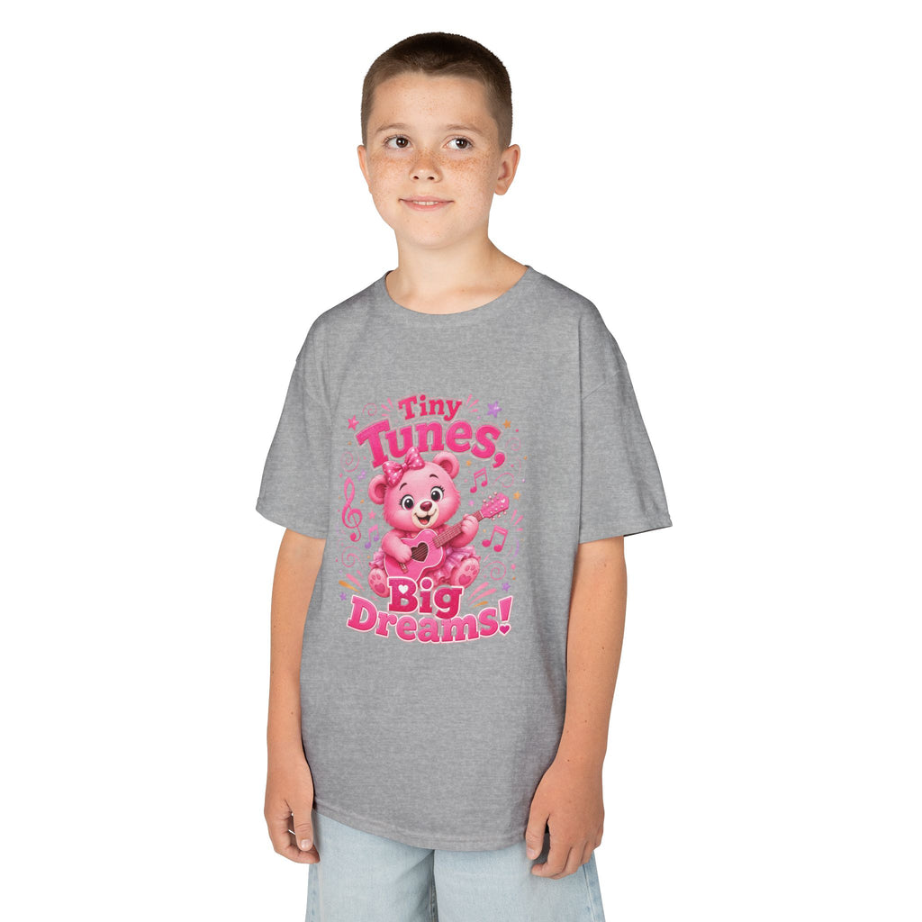 Kids T-Shirt — "Tiny Tunes, Big Dreams" Cute Pink Bear Music Tee