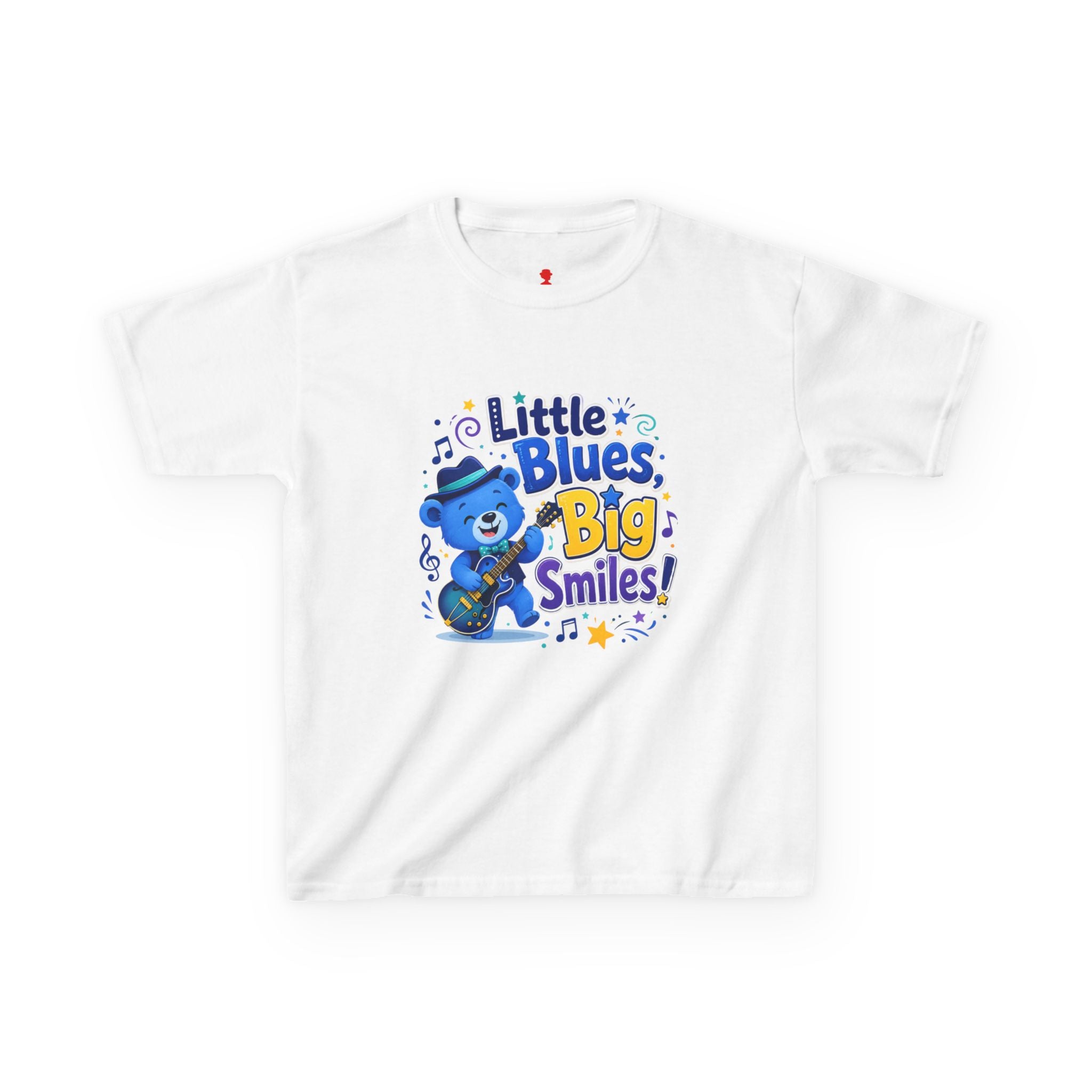 Kids Tee — "Little Blues, Big Smiles!" Guitar-Bear Graphic